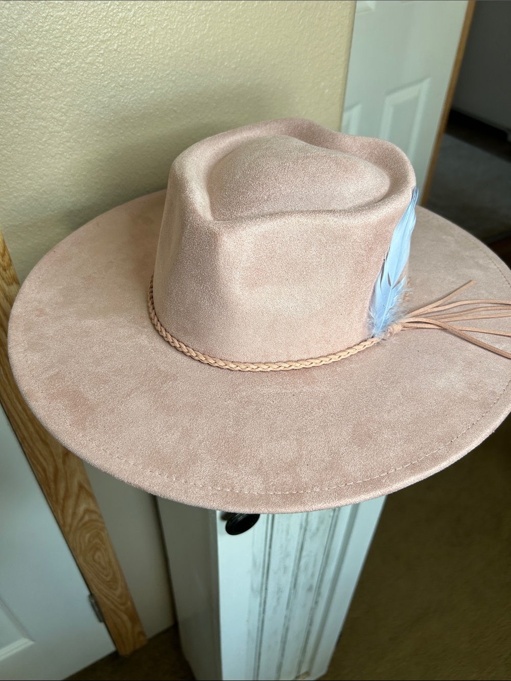 Western Light Pink Heartcrown Wide Brim Fedora Hat